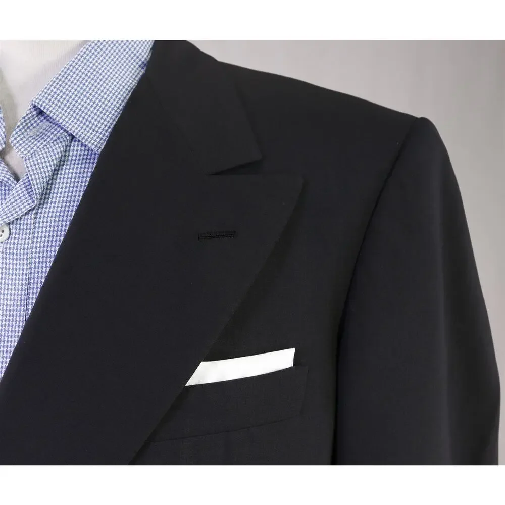 Tincati Milano Saint Andrews Black Double Breasted Gold Button Wool Blazer 40R